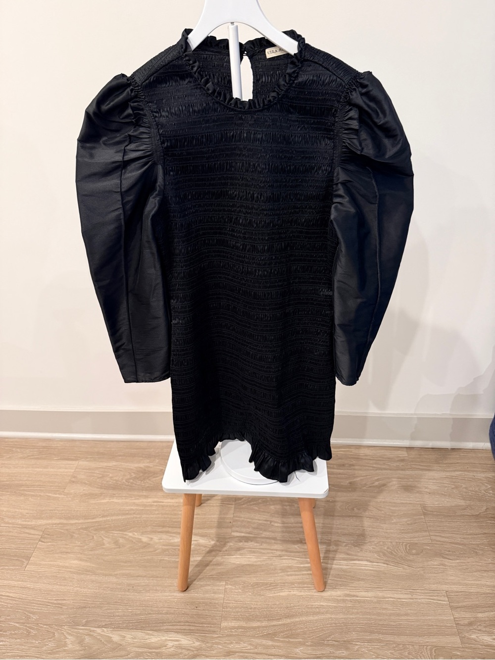 Ulla Johnson Black Puff-Sleeve Mini Dress